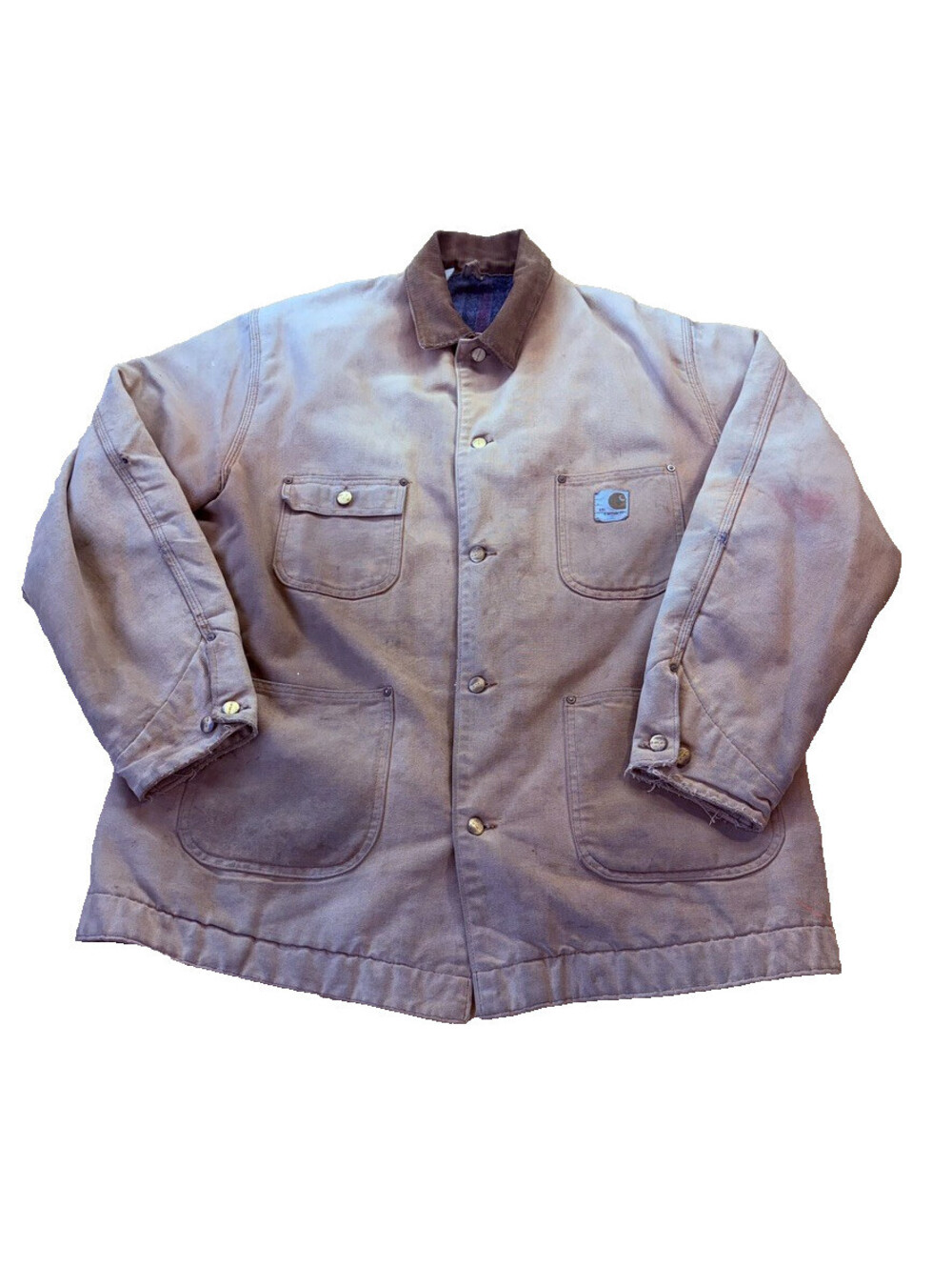 VTG 80s Carhartt Blanket Lined Chore Jacket Men’s Size 48 XXL Distressed Faded